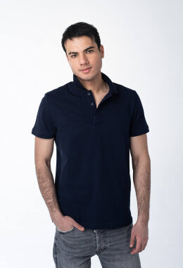 Мужская рубашка ПОЛО тёмно-синяя Мужская рубашка ПОЛО тёмно-синяя